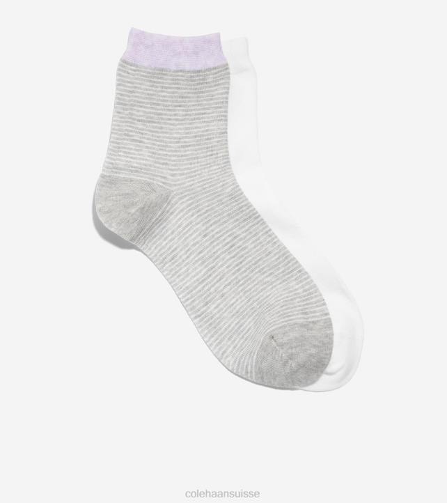 Cole Haan 2 paires de chaussettes courtes à rayures femmes PJ6N526 gris accessoires