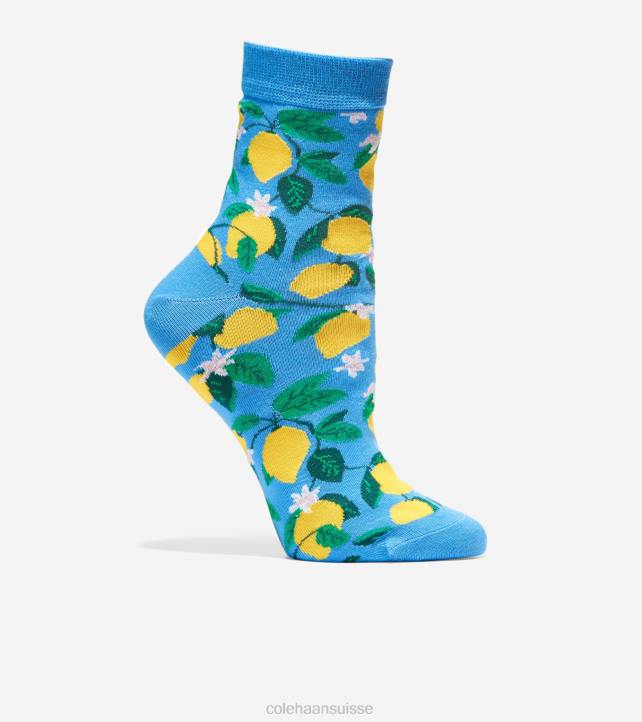 Cole Haan chaussettes courtes à imprimé citron femmes PJ6N524 bleu accessoires