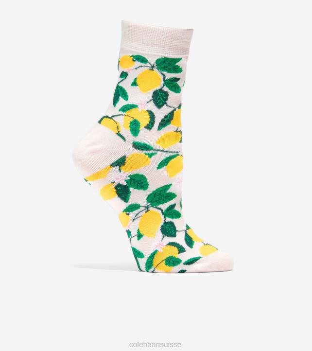 Cole Haan chaussettes courtes à imprimé citron femmes PJ6N525 rose clair accessoires