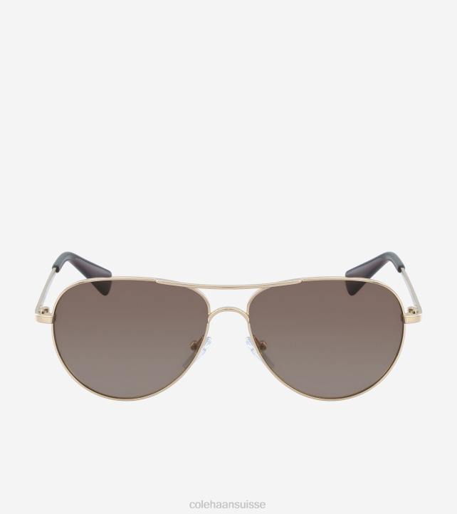 Cole Haan lunettes de soleil aviateur classiques femmes PJ6N528 or accessoires