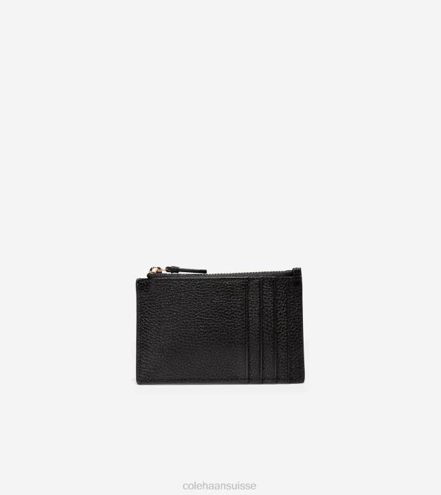 Cole Haan porte-cartes grande series avec fermeture éclair femmes PJ6N491 cuir grainé noir accessoires
