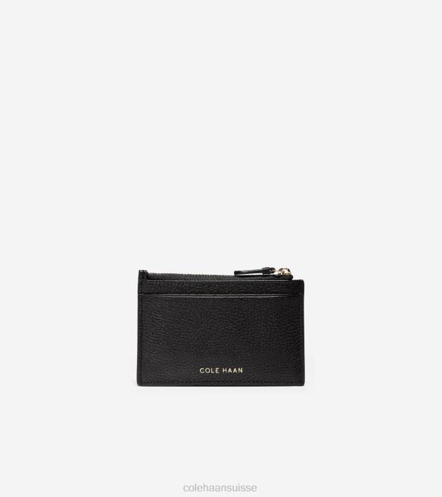Cole Haan porte-cartes grande series avec fermeture éclair femmes PJ6N491 cuir grainé noir accessoires