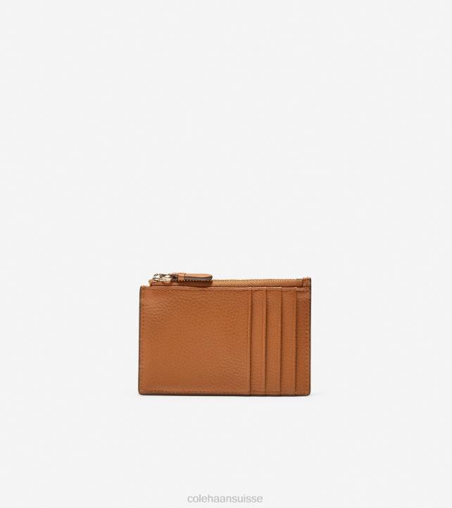 Cole Haan porte-cartes grande series avec fermeture éclair femmes PJ6N492 cuir grainé fauve britannique accessoires
