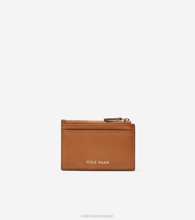 Cole Haan porte-cartes grande series avec fermeture éclair femmes PJ6N492 cuir grainé fauve britannique accessoires