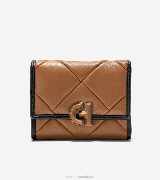Cole Haan portefeuille à trois volets bryant femmes PJ6N498 caramel-noir accessoires