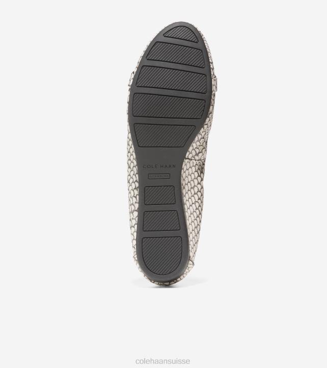 Cole Haan ballet à l'arc tova femmes PJ6N131 imprimé serpent rond noir et blanc chaussure