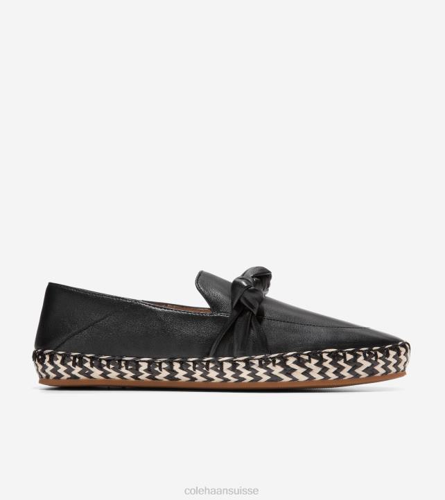 Cole Haan espadrille nouée cloudfeel femmes PJ6N223 Cuir noir chaussure