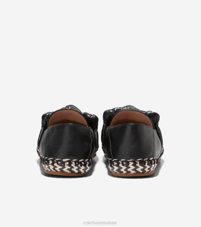 Cole Haan espadrille nouée cloudfeel femmes PJ6N223 Cuir noir chaussure