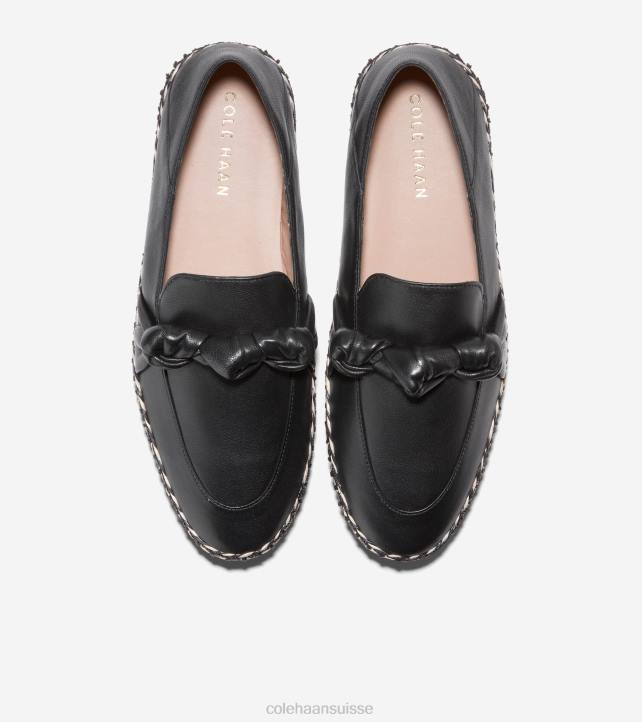 Cole Haan espadrille nouée cloudfeel femmes PJ6N223 Cuir noir chaussure