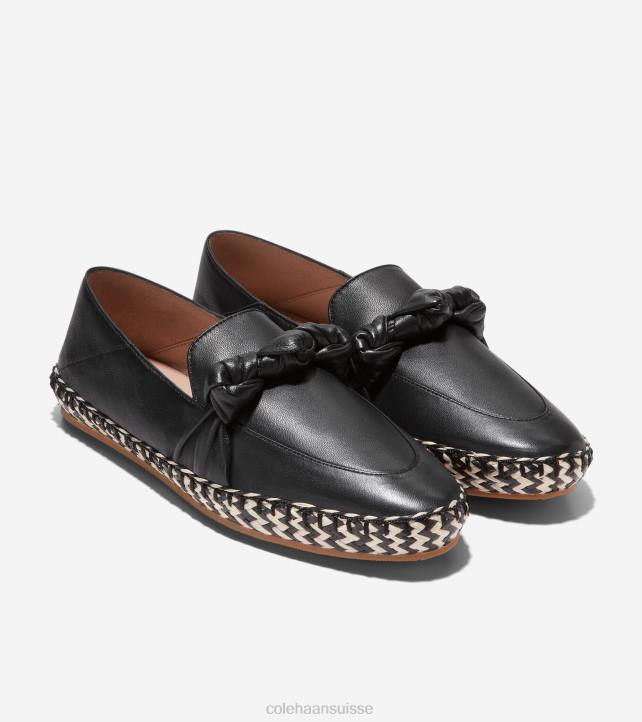 Cole Haan espadrille nouée cloudfeel femmes PJ6N223 Cuir noir chaussure