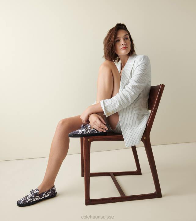 Cole Haan espadrille nouée cloudfeel femmes PJ6N225 imprimé floral beverly noir-ivoire chaussure