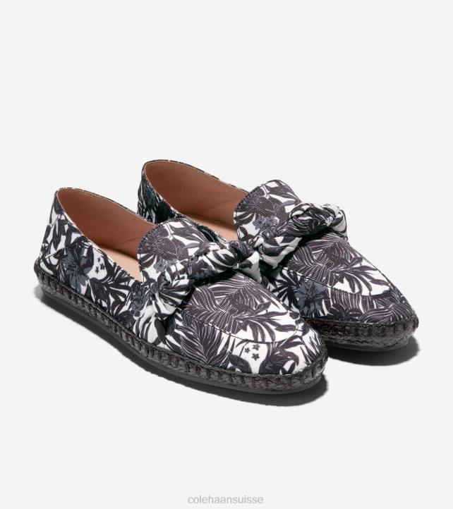 Cole Haan espadrille nouée cloudfeel femmes PJ6N225 imprimé floral beverly noir-ivoire chaussure