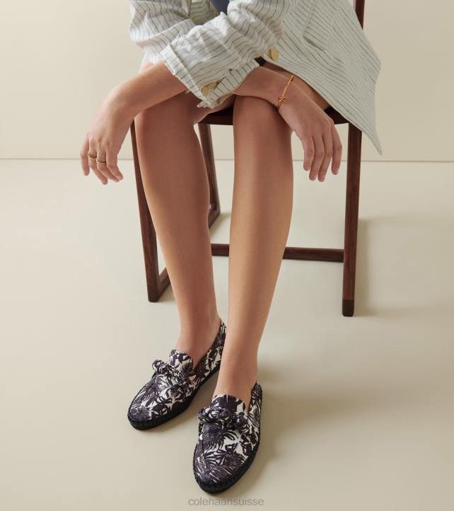 Cole Haan espadrille nouée cloudfeel femmes PJ6N225 imprimé floral beverly noir-ivoire chaussure