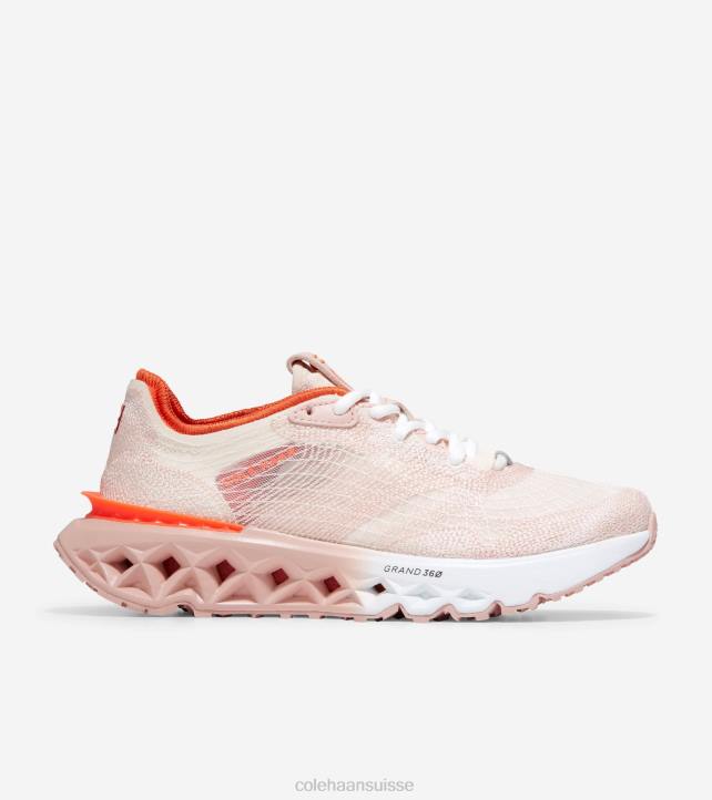 Cole Haan Chaussure de course à point brodé 5.zerogrand femmes PJ6N241 pivoine argentée-rose fumé-orange écarlate chaussure
