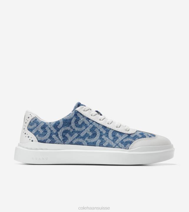 Cole Haan baskets à bout en T en toile rallye grandpro femmes PJ6N36 jacquard denim monogrammé chaussure