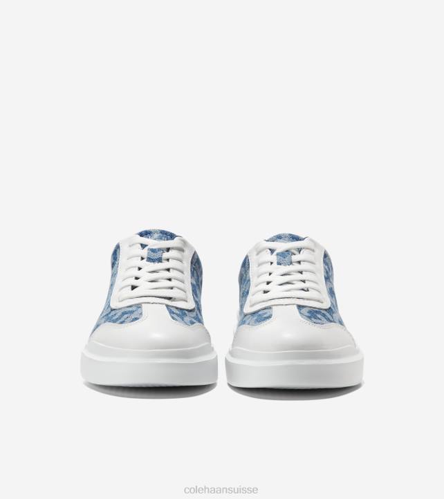 Cole Haan baskets à bout en T en toile rallye grandpro femmes PJ6N36 jacquard denim monogrammé chaussure