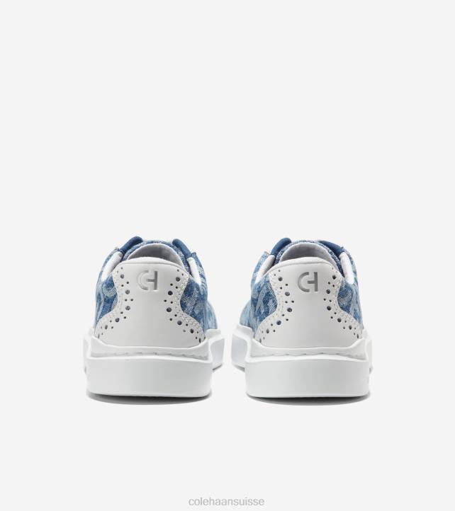 Cole Haan baskets à bout en T en toile rallye grandpro femmes PJ6N36 jacquard denim monogrammé chaussure