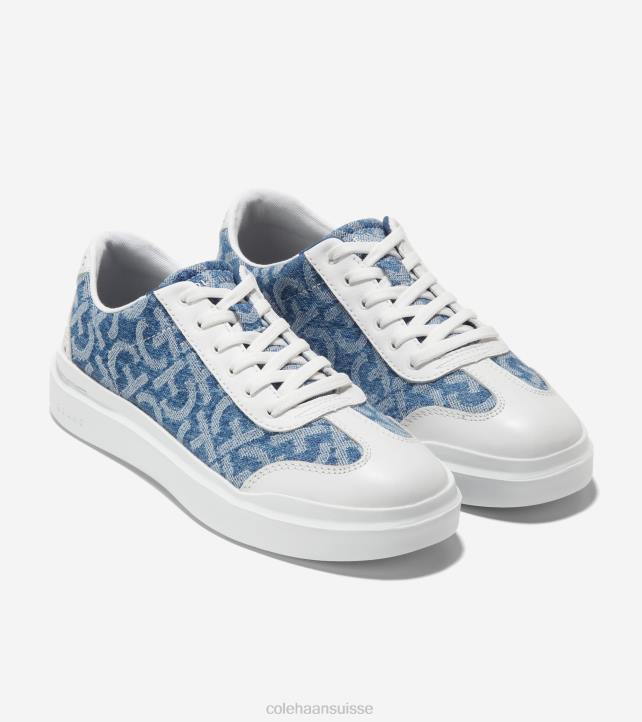 Cole Haan baskets à bout en T en toile rallye grandpro femmes PJ6N36 jacquard denim monogrammé chaussure