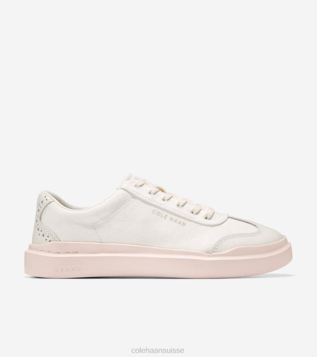 Cole Haan baskets à bout en T en toile rallye grandpro femmes PJ6N38 aigrette-pivoine argentée chaussure