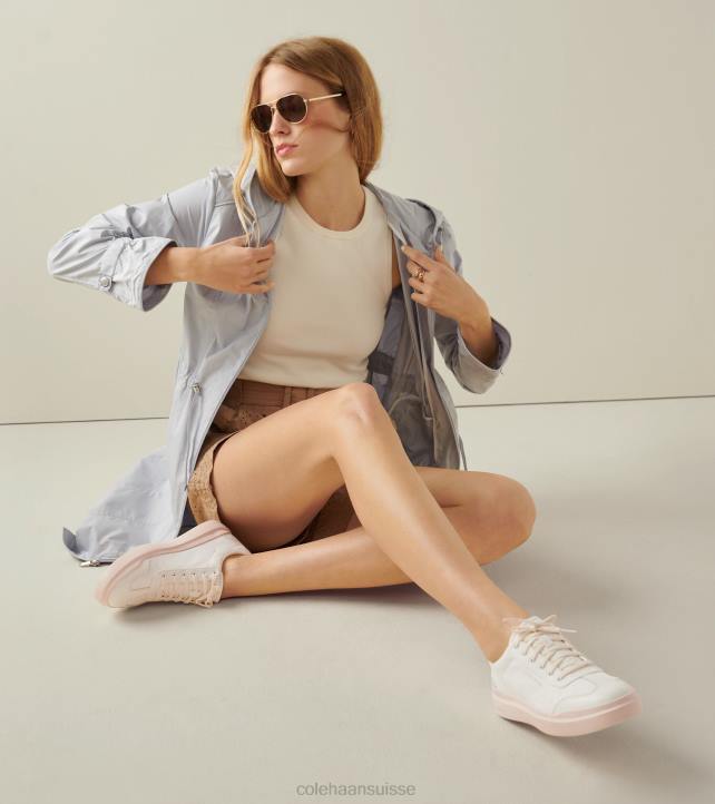 Cole Haan baskets à bout en T en toile rallye grandpro femmes PJ6N38 aigrette-pivoine argentée chaussure