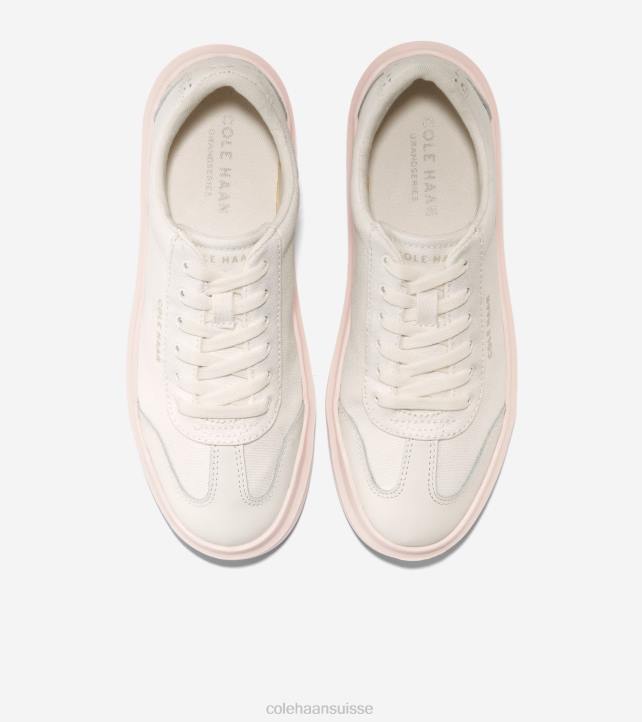 Cole Haan baskets à bout en T en toile rallye grandpro femmes PJ6N38 aigrette-pivoine argentée chaussure