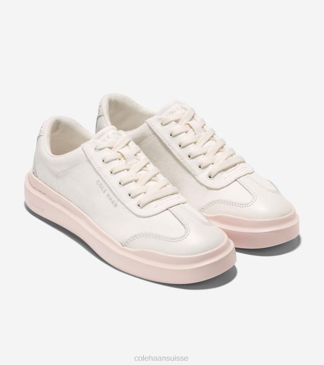 Cole Haan baskets à bout en T en toile rallye grandpro femmes PJ6N38 aigrette-pivoine argentée chaussure