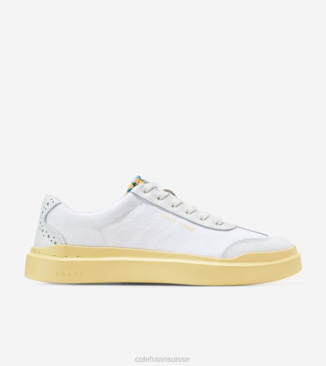 Cole Haan baskets à bout en T en toile rallye grandpro femmes PJ6N39 optique blanc-citron chaussure