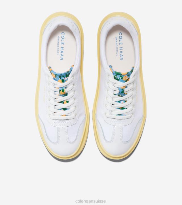 Cole Haan baskets à bout en T en toile rallye grandpro femmes PJ6N39 optique blanc-citron chaussure
