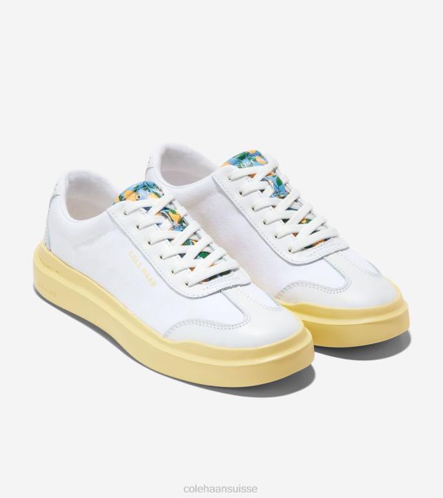 Cole Haan baskets à bout en T en toile rallye grandpro femmes PJ6N39 optique blanc-citron chaussure