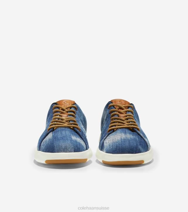 Cole Haan baskets de tennis grandpro femmes PJ6N148 textile imprimé indigo-cuir mesquite-ivoire chaussure