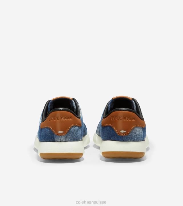 Cole Haan baskets de tennis grandpro femmes PJ6N148 textile imprimé indigo-cuir mesquite-ivoire chaussure