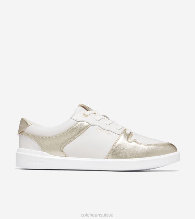 Cole Haan baskets de tennis modernes grand crosscourt femmes PJ6N205 optique or blanc métallisé chaussure