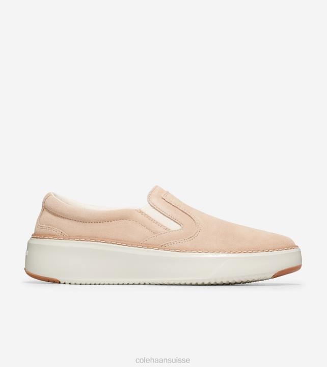 Cole Haan baskets à enfiler grandpro topspin femmes PJ6N238 suède sésame-gomme ivoire chaussure