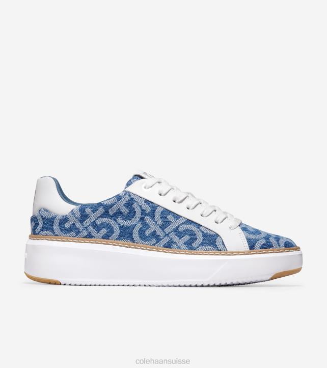 Cole Haan baskets grandpro topspin femmes PJ6N23 monogram denim jacquard blanc optique chaussure