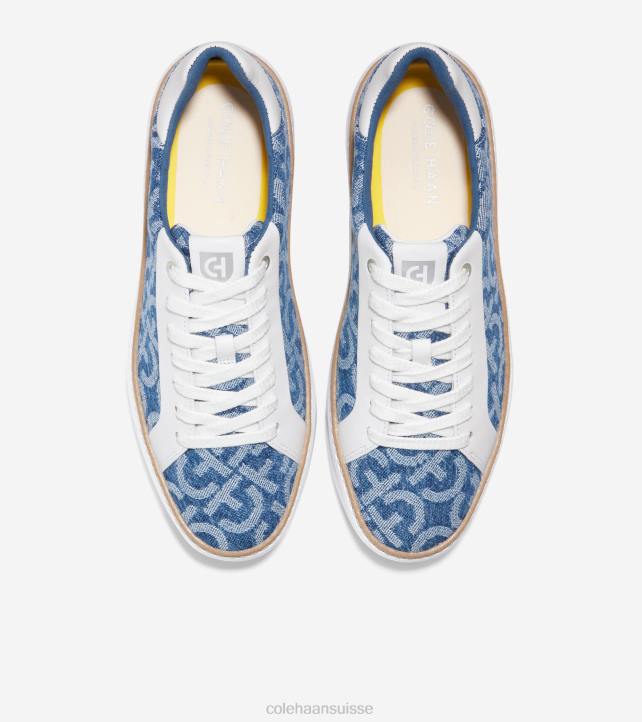 Cole Haan baskets grandpro topspin femmes PJ6N23 monogram denim jacquard blanc optique chaussure