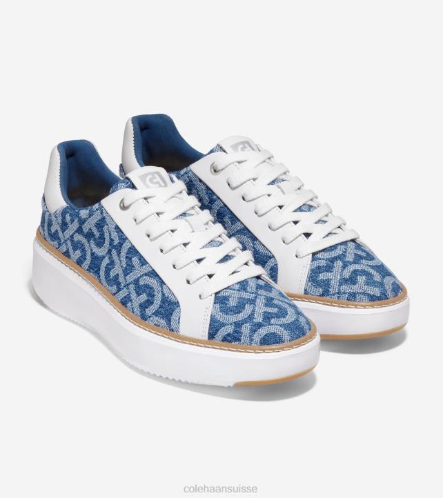 Cole Haan baskets grandpro topspin femmes PJ6N23 monogram denim jacquard blanc optique chaussure
