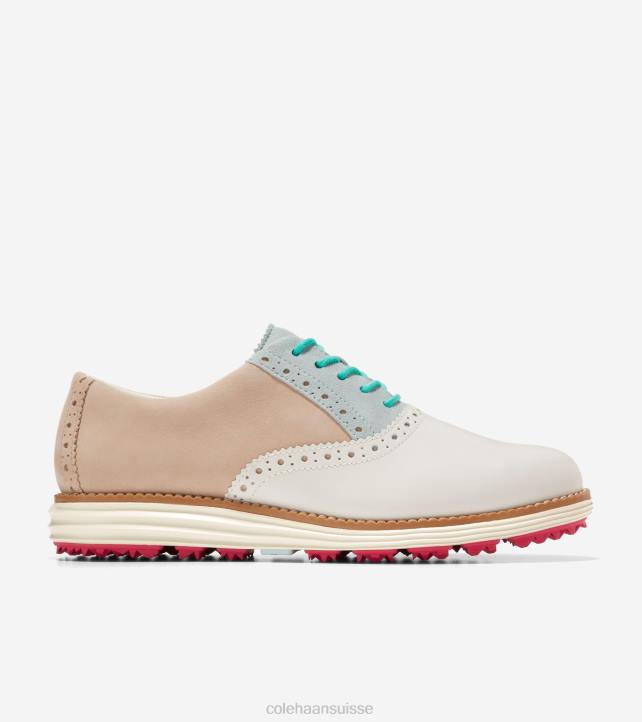 Cole Haan chaussure de golf originalgrand shortwing oxford femmes PJ6N213 bleu sésame verre ivoire chaussure