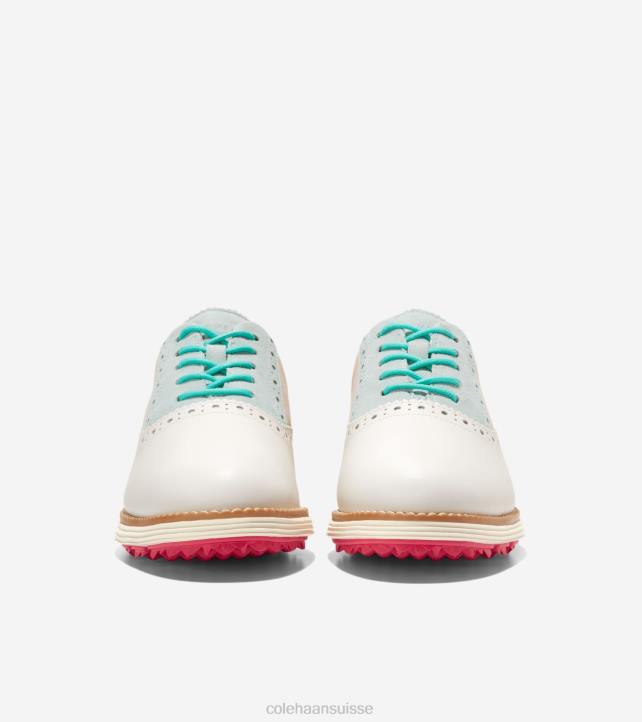 Cole Haan chaussure de golf originalgrand shortwing oxford femmes PJ6N213 bleu sésame verre ivoire chaussure