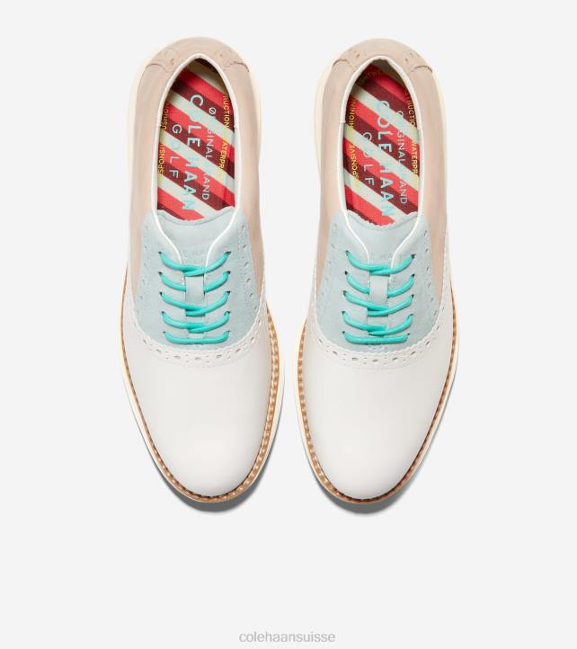 Cole Haan chaussure de golf originalgrand shortwing oxford femmes PJ6N213 bleu sésame verre ivoire chaussure