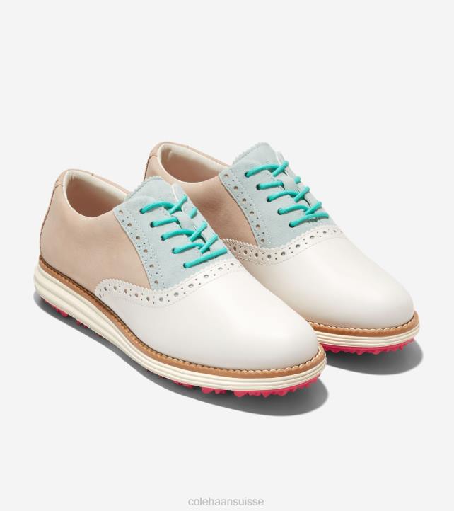 Cole Haan chaussure de golf originalgrand shortwing oxford femmes PJ6N213 bleu sésame verre ivoire chaussure