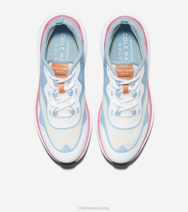 Cole Haan chaussure de golf zerogrand fairway femmes PJ6N121 optique blanc-bleu cloche-soleil embrassé corail chaussure
