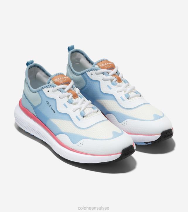 Cole Haan chaussure de golf zerogrand fairway femmes PJ6N121 optique blanc-bleu cloche-soleil embrassé corail chaussure