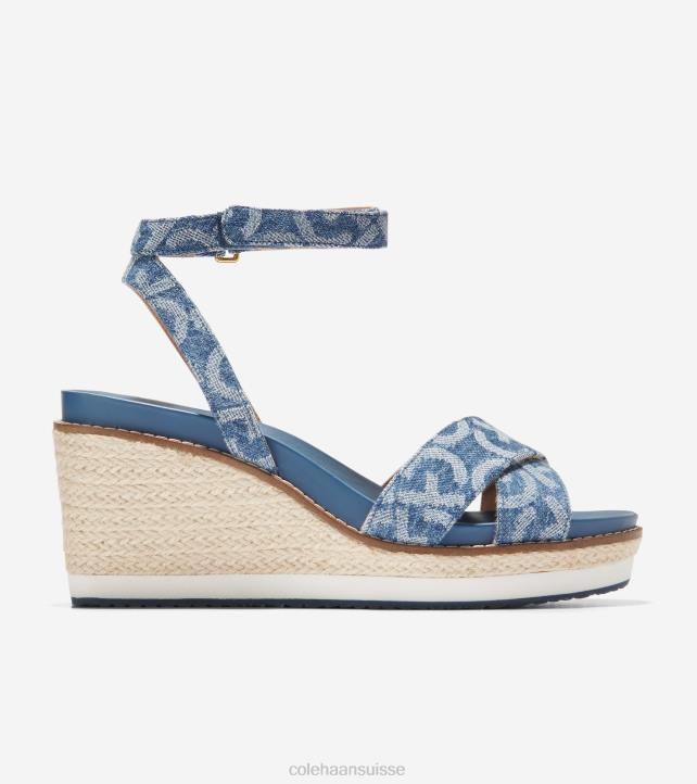 Cole Haan sandale compensée espadrille cloudfeel femmes PJ6N27 jean jacquard chaussure