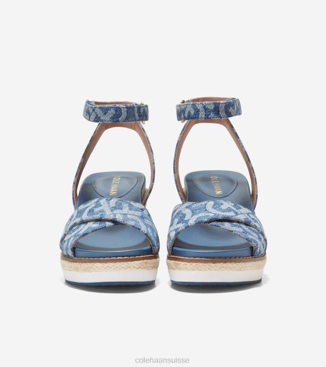 Cole Haan sandale compensée espadrille cloudfeel femmes PJ6N27 jean jacquard chaussure