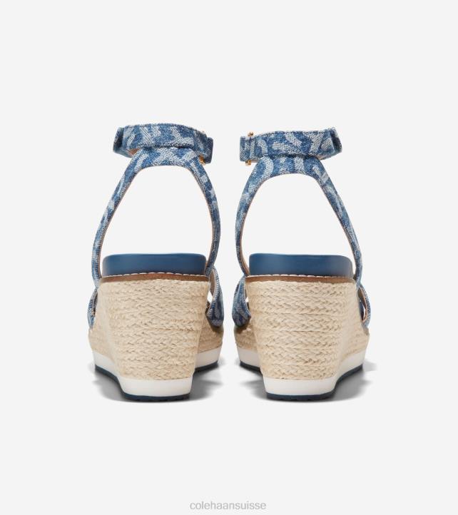 Cole Haan sandale compensée espadrille cloudfeel femmes PJ6N27 jean jacquard chaussure