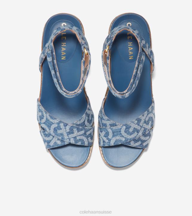 Cole Haan sandale compensée espadrille cloudfeel femmes PJ6N27 jean jacquard chaussure