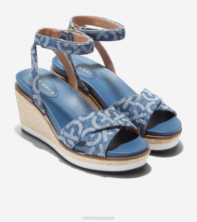 Cole Haan sandale compensée espadrille cloudfeel femmes PJ6N27 jean jacquard chaussure