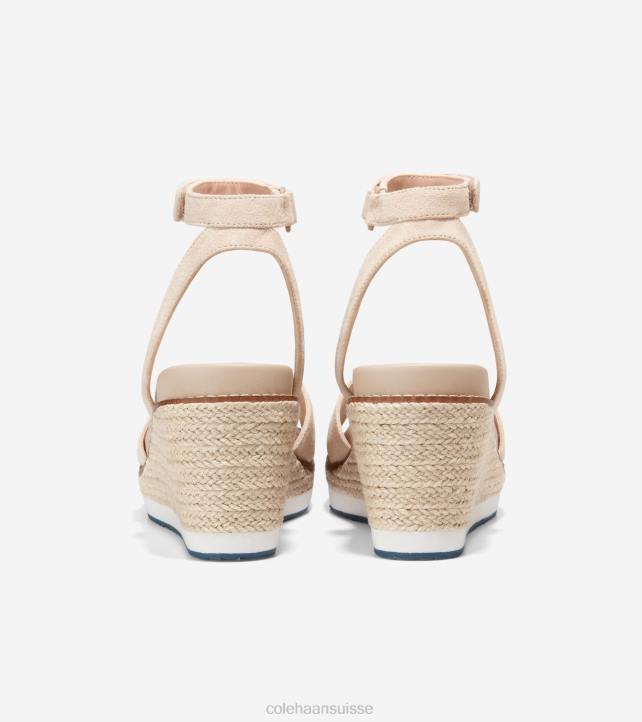 Cole Haan sandale compensée espadrille cloudfeel femmes PJ6N29 suède sésame chaussure