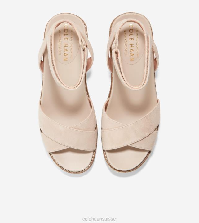 Cole Haan sandale compensée espadrille cloudfeel femmes PJ6N29 suède sésame chaussure