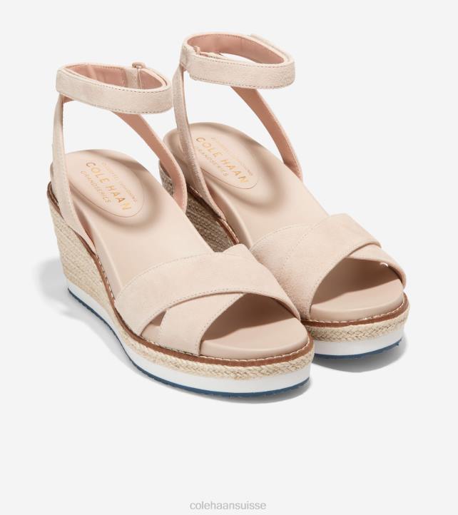Cole Haan sandale compensée espadrille cloudfeel femmes PJ6N29 suède sésame chaussure